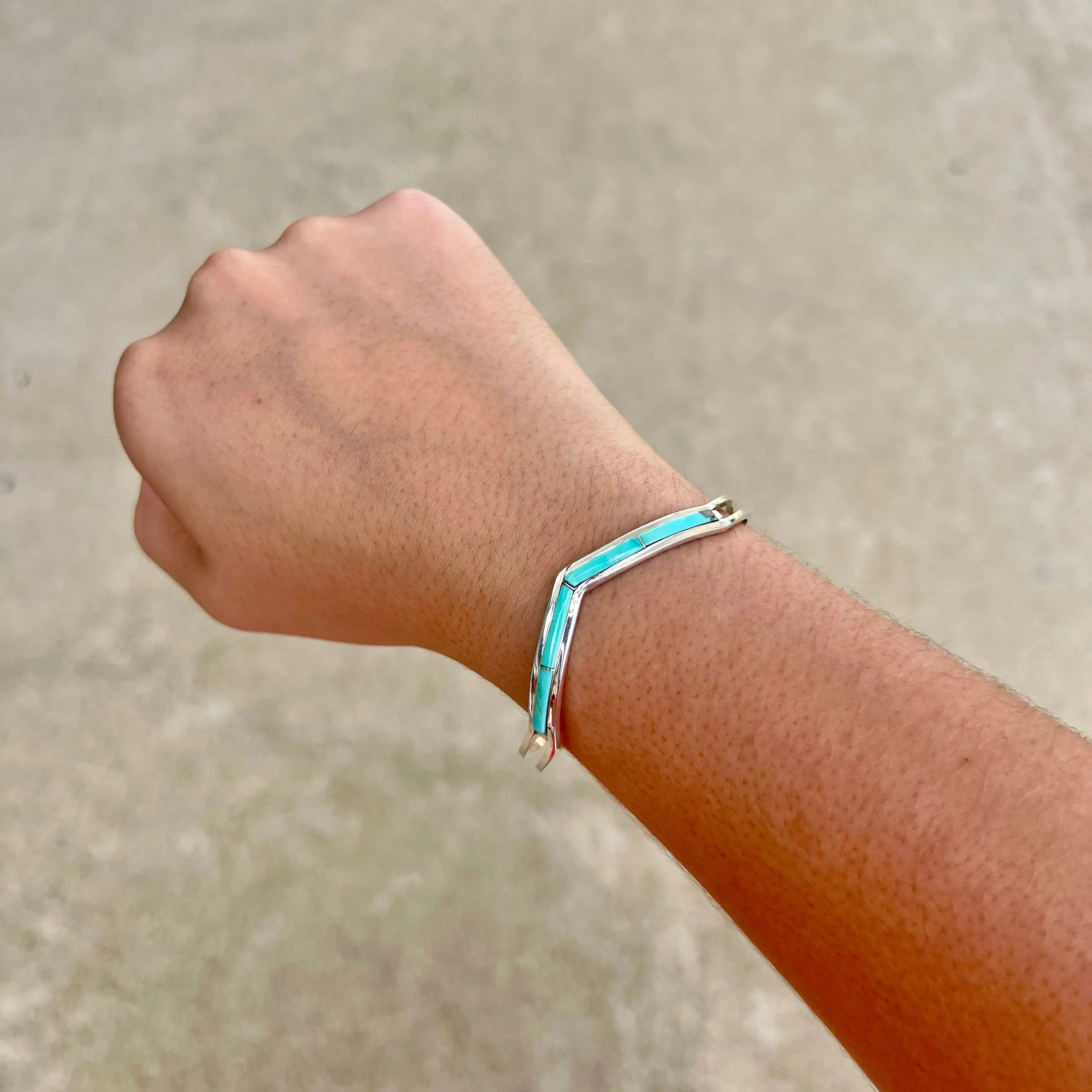 Genuine Turquoise Inlay Cuff Bracelet