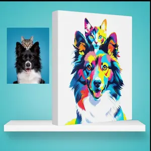 Personalized Colorful Pet Canvas, Heartfelt Pet Portrait, Custom Pop Art, Pet Loss Gift, Memorial Dog Gift, Sympathy Keepsake, Cat Portrait