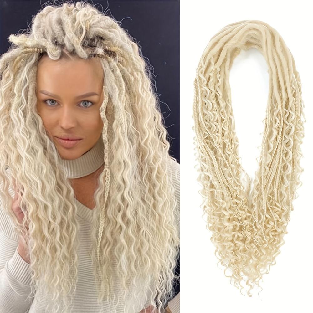 "15Pcs Mixed Double Ended Dreadlock Extensions 24 Inch Dreads Handmade Boho Hippie Style Straight & Curly Dreadlocks Hair Extensions For Women "	