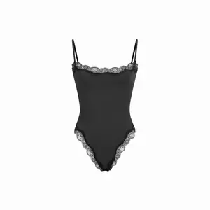 Cider Jersey Square Neck Lace Trim Bodysuit