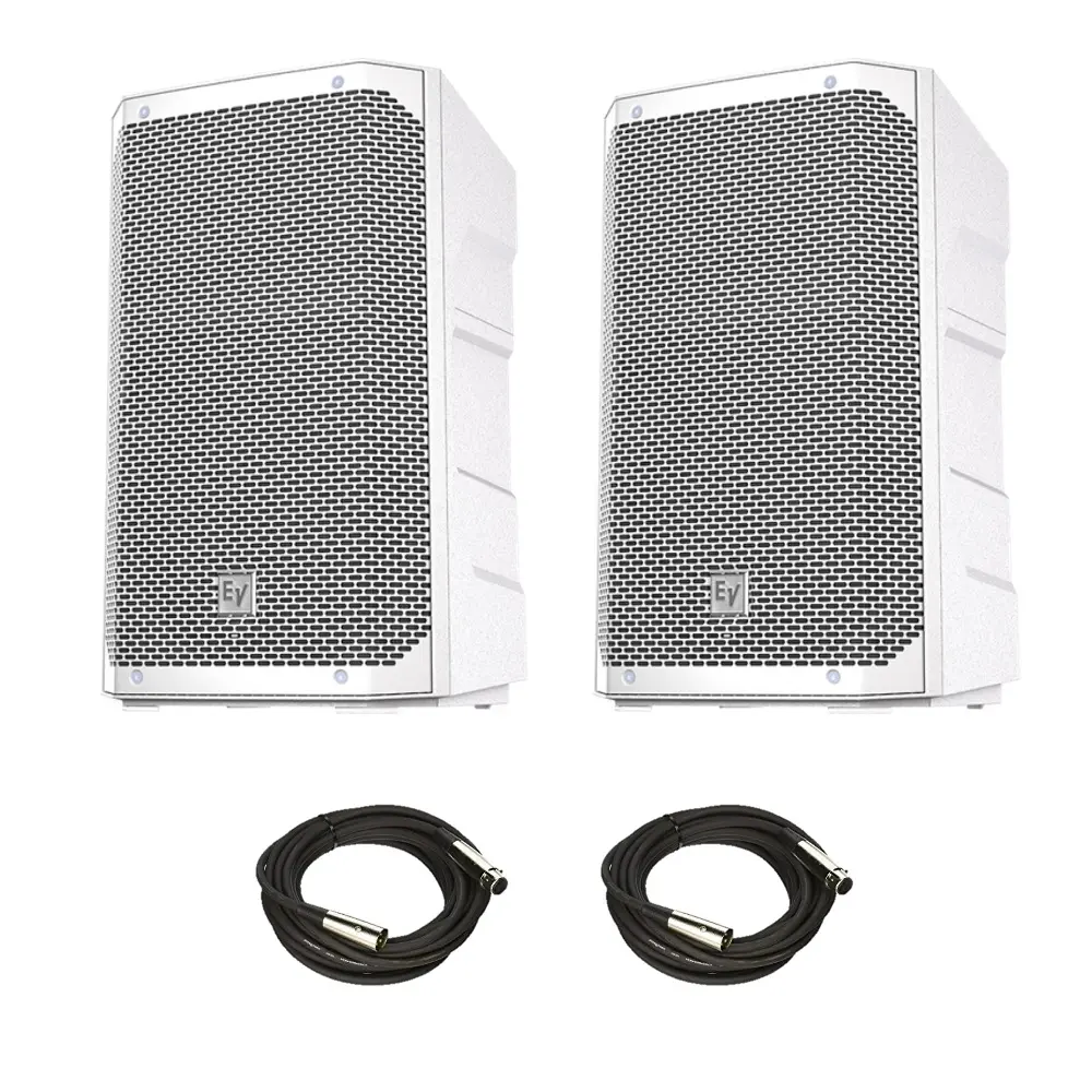 Set of 2x Electro-Voice EV ELX200 10" white powered speaker w/ 2 XLRs