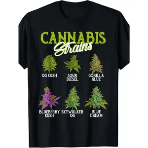 Strain Weed Marijuana T-Shirt Same Style for Men and Women 2026 Summer Short-sleeved Printed T-shirt 180G