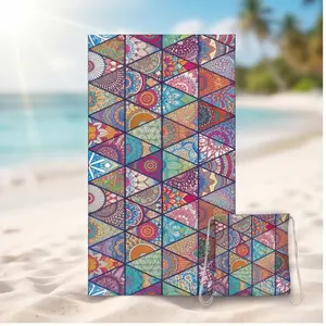 2-in-1 Printed Beach Towel with Storage Bag, Quick-Dry & Sand-Free for Travel, Surf