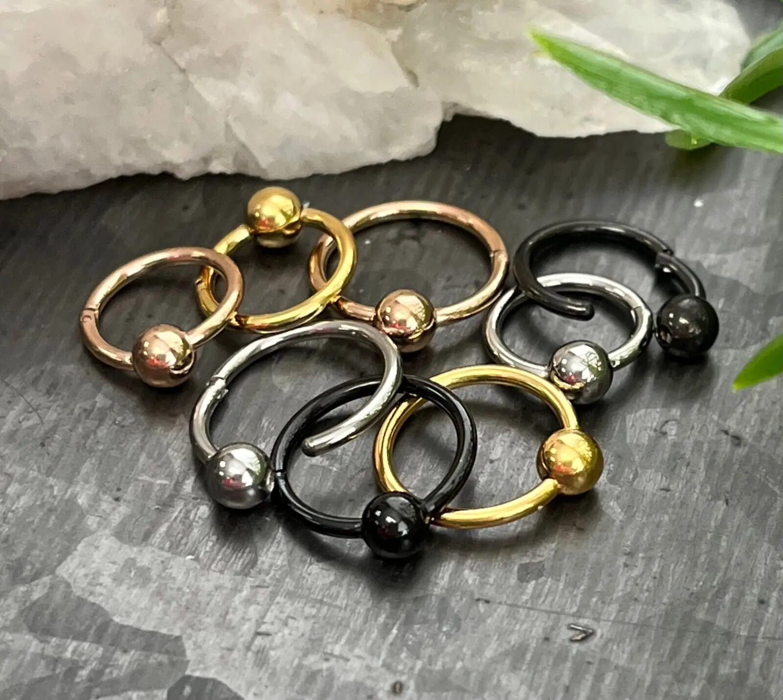 1pc Hinged Segment Captive Bead Ring Septum Helix Ear Cartilage Piercing 16g 8mm