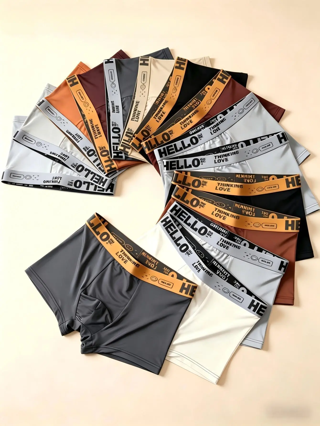 Men's Stylish Hello Printed Underwear, Menswear Daily Casual Essential
