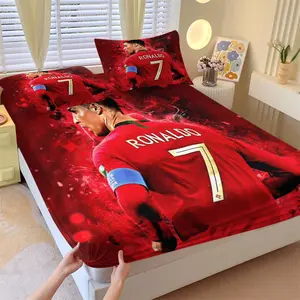 7 theme fitted sheet, colorfast,including 1 bed sheet and 2 pillowcases, The non slip dust cover is suitable for World Cup/Cup matches and birthday celebrations