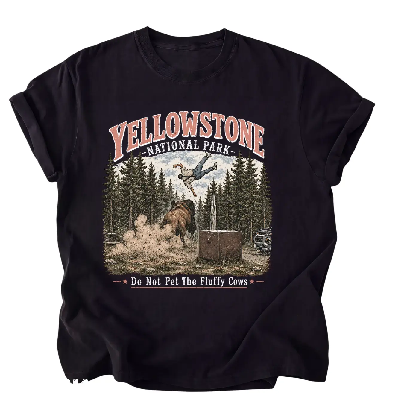 Do Not Pet The Fluffy Cows T-shirt, Yellowstone National Park Shirt, Family Trip Outfit, Matching Camp Tees, Vacation Gifts Womenswear Cotton Casual Summer Shortsleeve Top Tshirt