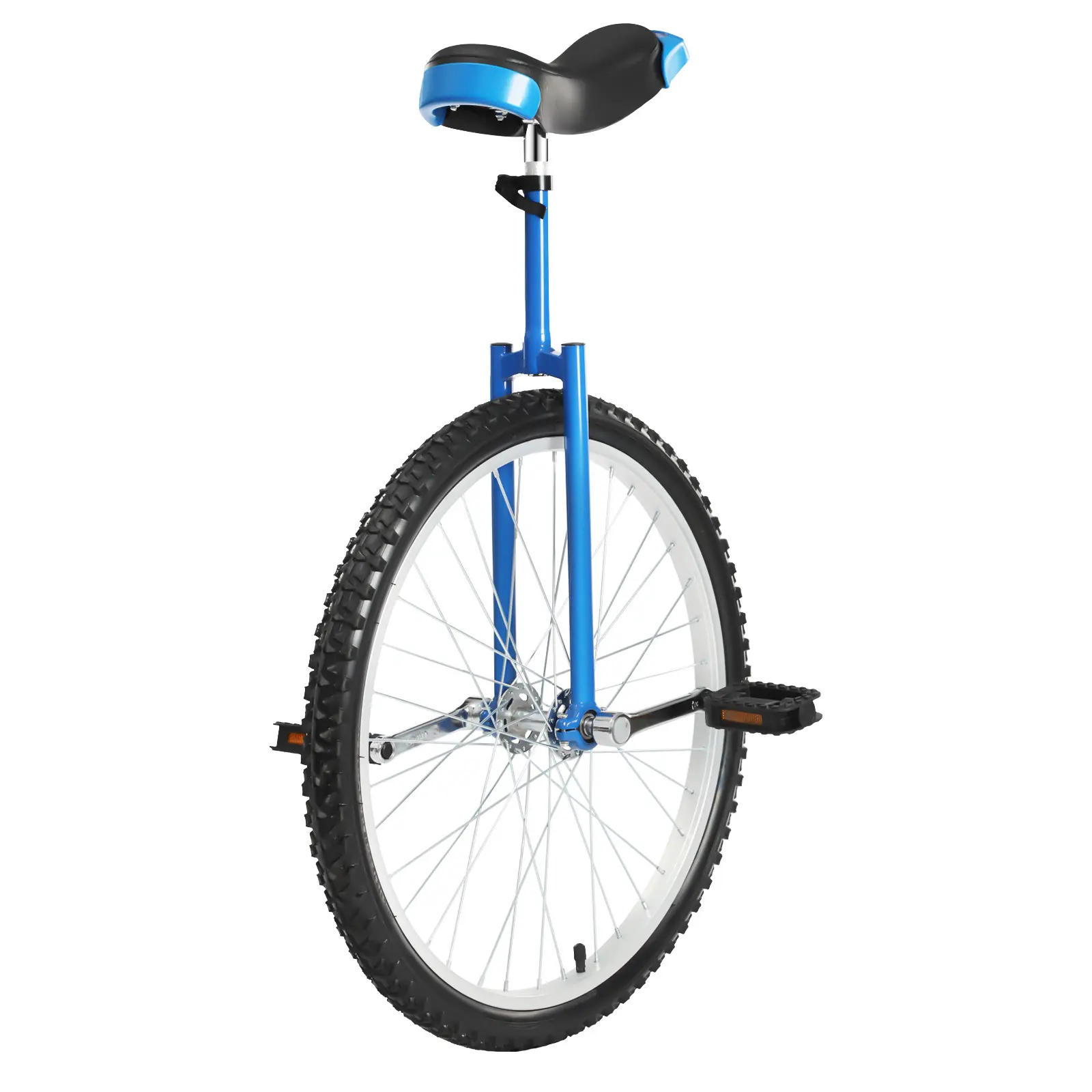 Unicycle, 24in Wheel, Blue Manganese Steel Frame, Rubber Components, Adjustable Height, Aluminum Alloy Parts, for Cycling & Talent Performances (7+ Years, 11.9lbs, 154lbs Capacity, Ideal for Adults)