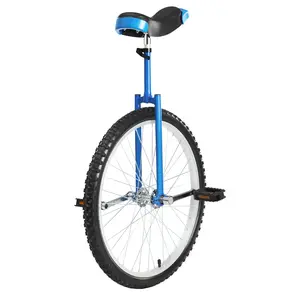 24 Inch Unicycle Blue Manganese Steel Frame for Balance Training Fitness Adults Students Office Workers