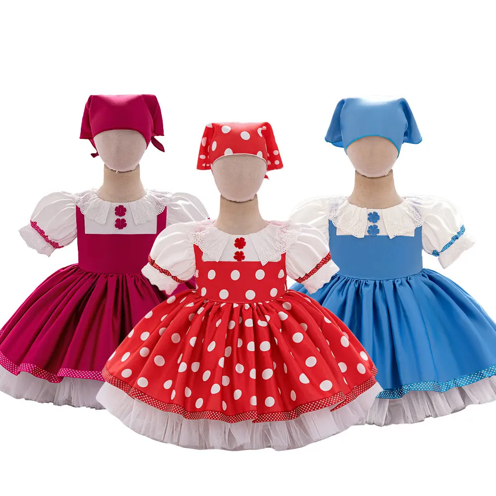 2025 Masha and The Bear Licensed Girls Puff Sleeve Dress Role Play Gown Party Stage Outfit