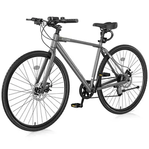 EOYOBIKE 700C Hybrid Commuter Bike for Adults, 29" Aluminum Ultra-Light 8-Speed, 350lb Capacity, Dual Disc Brakes, 85% Pre-Assembled