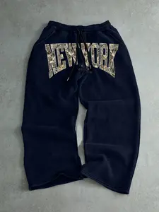 Men's Drawstring Waist Letter Print Pants, Comfortable Casual Camo Print Sweatpants for Fall & Winter, Fitted Design, Suitable for Daily Wear