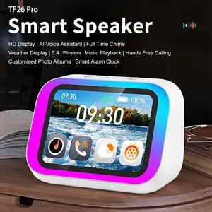 Ai Smart Speaker with Smart Alarm Clock, Wireless Speaker with RGB Light, Hi-Fi Stereo Sound, HD Display and Voice Assistant, Multifunctional Magnetic Speaker