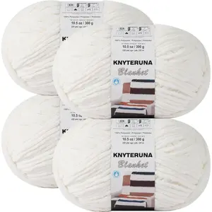 #6 Super Bulky Blanket Yarn for Crocheting - 4 Skeins(Each 10.5oz/300g, 220yds/201m), Chunky Chenille Thick Plush Big Soft Yarn for Crocheting Knitting Blankets, Cream