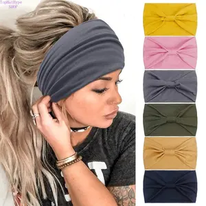 Women's 6PC Cotton Wide Headbands - Anti-Sweat Solid-Color Turban Hair Accessories, Assorted Set Fashion Hairpieces for Females, Anti-Sweat Headbands