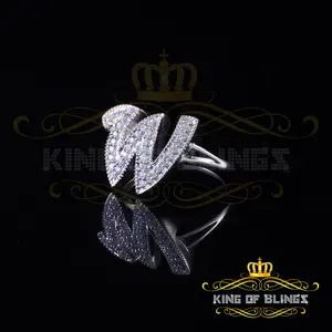 King Of Bling'sCubic Zirconia 0.40ct Alphabet W Women's White Silver Ring Size 7