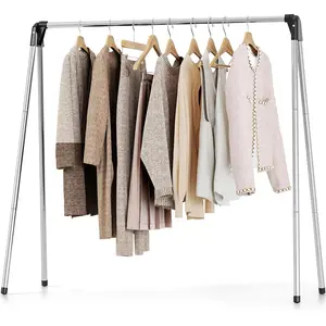 Foldable Clothes Drying Rack, Stainless Steel Laundry Drying Rack, Portable Free-Standing Large Capacity Clothing Garment Drying Rack for Indoor Outdoor Use