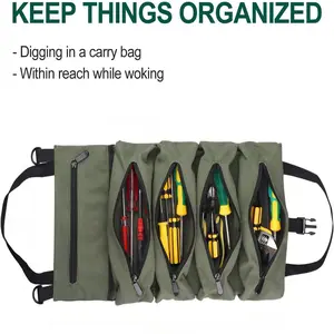 Portable Canvas Tool Bag, Convenient Tool Pockets, Multi-Functional Car Storage Pouch, Electrician Tool Bag, Hardware Tools Organizer, Durable Fabric Container