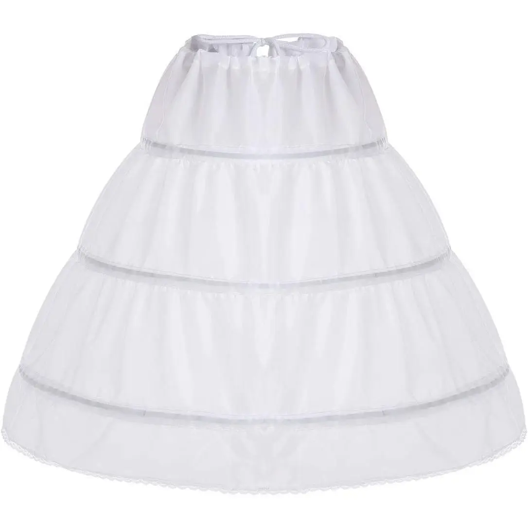 P-GCS031    Girls Petticoat Underskirt with 3 Hoops Full Slip Crinoline Skirt