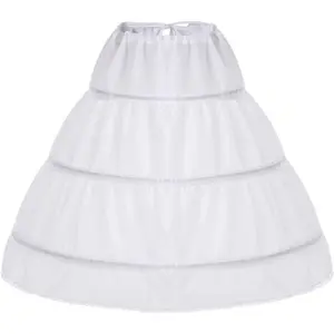 P-GCS031    Girls Petticoat Underskirt with 3 Hoops Full Slip Crinoline Skirt