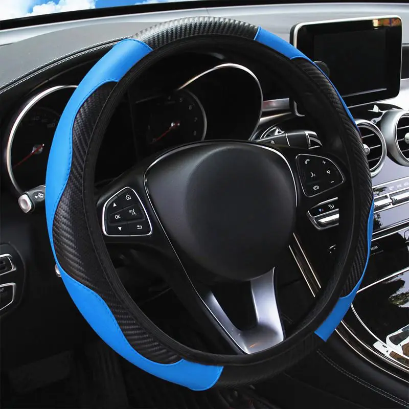 Car Steering Wheel Cover, Non-slip PU Leather Steering Wheel Protector, Universal Car Steering Wheel Cover for Men & Women