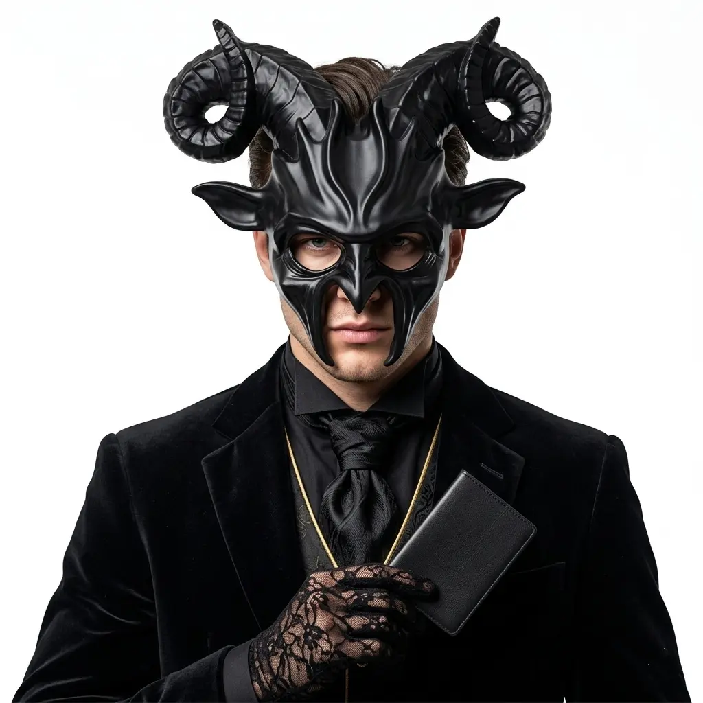 Black Krampus Ram Horn Goat Masquerade Devil Party Mask Demon Costume For Halloween