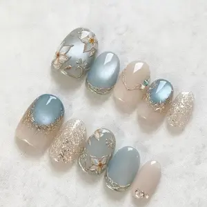 Mermaid Style Gel Shimmery Short Press-Ons