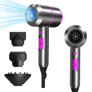 2026 Professional Ionic Hair Dryer, Powerful 1800W Fast Drying Low Noise Blow Dryer with 2 Concentrator Nozzle 1 Diffuser Attachments for Home Salon Travel