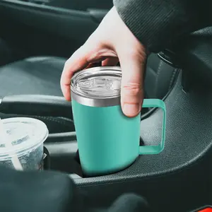 Stainless Steel Vacuum Flask Coffee Mug with Handle, Travel Coffee Cup with Lid, Spill Proof Reusable Thermos Coffee Cup, Insulated Travel Drinkware