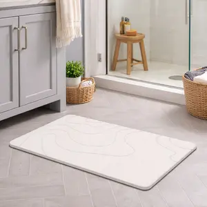 Bath Mat Diatomaceous Earth Shower Mat Non-Slip Super Absorbent Diatomite Stone Mats for Bathroom Floor Kitchen Counter Quick-Drying Easy to Clean