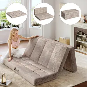 Raybee 4-6 Inch  Folding Mattress, Trifold Mattress for Guest Bed & Sofa Bed, Versatile Folding Solution with Removable Washable Cover, Portable Foldable Mattress Floor Mat for Living Room, Yoga, Camping