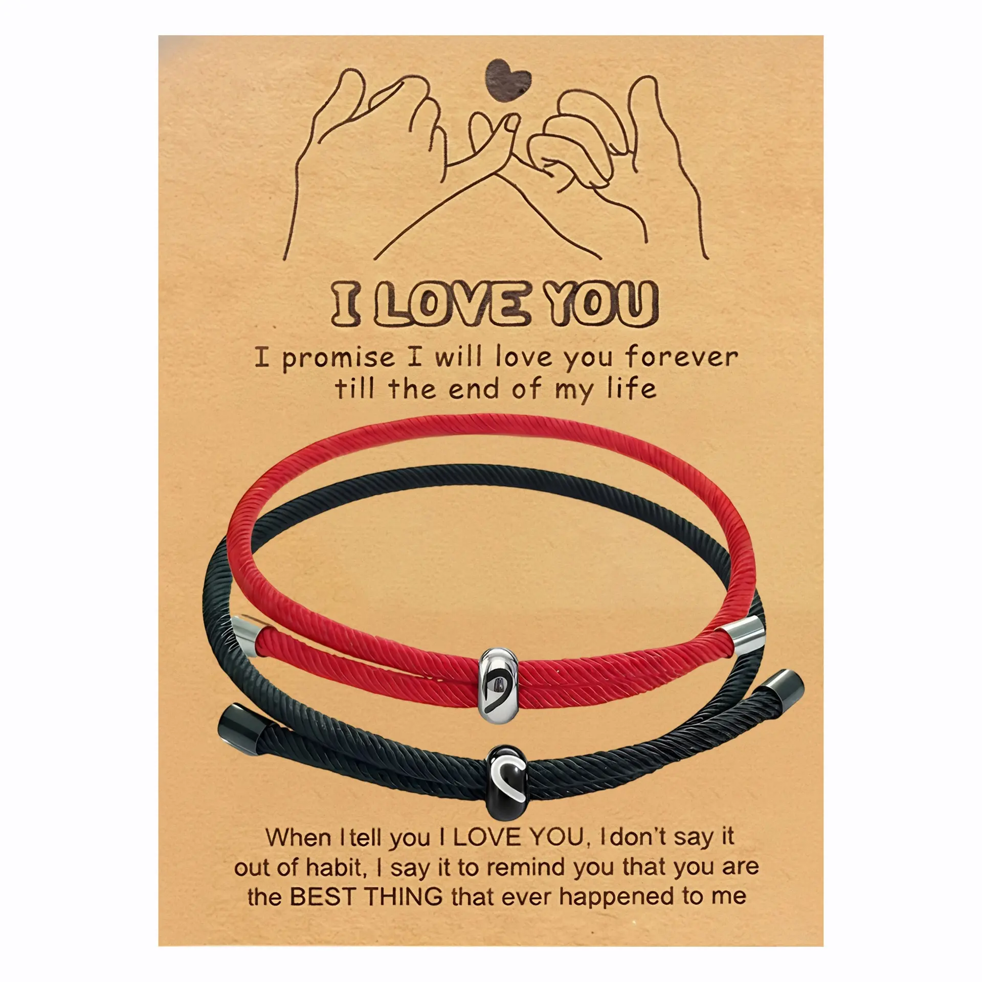 2pcs Matching Couples Bracelets - Gold Love Knot Beaded Bangle, Blush Pink Relationship Jewelry for Him & Her, Valentine Gift with Card, Matching Bracelets friendship bracelets