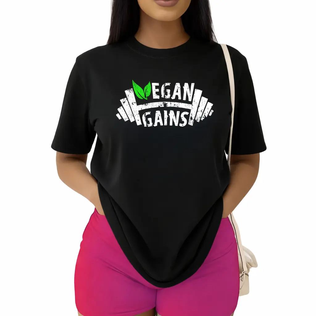 T-Shirt Funny Vegan Graphic Tee Heavy Duty Weightlifting Design Soft Breathable Shirt for Men Women Sizes Ideal Vegan Gift Crew Neck Short Sleeved Top Suitable for All Seasons Casual And Versatile