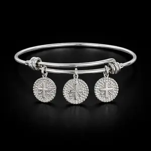 Cross Charm Cable Bracelet | Stainless Steel | Silver & Gold | Small & Large