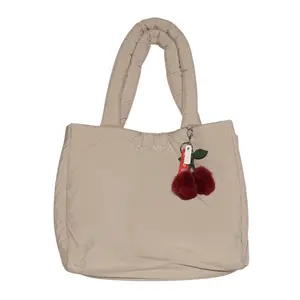 Totemica Puffy Bag with Charm | Quilted Lightweight Bag 👜 Trendy Urban Style ✨ Spacious & Durable | Includes Decorative Keychain
