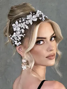 Handmade Alloy Flower Hair Band, Fashion Wedding Bride Headpiece, Party Prom Dance Costume Accessory, Elegant All Seasons Jewelry Tiara