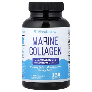 Vitauthority Marine Collagen with Vitamin C & Hyaluronic Acid, 120 Capsules