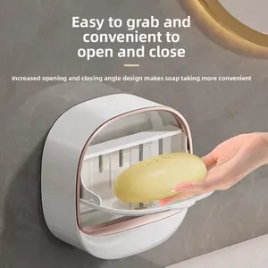 Wall-Mounted Soap Holder, No-Drill Luxury Soap Rack, Water-Resistant Soap Dish, Laundry Soap Organizer, Space-Saving Storage Shelf, Soap Bar Holder, Soap Dish for Bathroom Sink