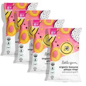 Little Spoon Banana Pitaya Meltable Baby Puffs, Organic Corn Quinoa Sorghum, No Rice, No Added Sugar Snacks, Encourages Self-Feeding, 1 Oz Bag, 4 Pack