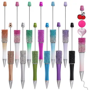 7Pcs Beadable Pens Bulk Diamond Ballpoint Pens Multicolor Retractable Writing Pens Bead Pens DIY Focal Beads Pens Making Kit Gifts for School Office Teacher Staff Students