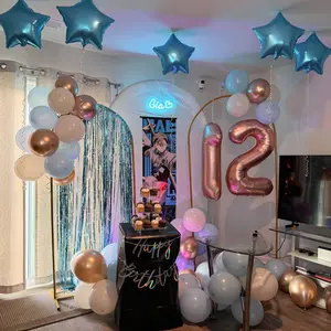 Metal Arch Backdrop Stand, Set of 2(6FT+7.2FT)/ Set of 3 (6/6.6/7.2 ft) Wedding Arched Frame , Stable Arched Background Stand for Wedding, Baby Shower, Birthday Party, Photography, Gold