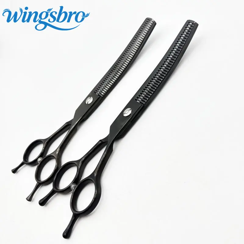 wingsbro Pet Grooming Up-Curved Thinning Scissors, Professional Groomer Tools for Dog Hair Styling, Pet Beauty Accessories