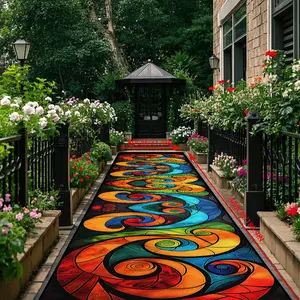 Modern Abstract Art Style Long Rug, Home Decorative Rug, Soft Washable Kitchen Laundry Room Decor Carpet, Thick Outdoor Patio Garden Picnic Mat