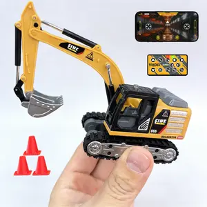 1:64 Desktop Mini Remote Control Excavator for Stress Relief, Dual Control Modes (Remote + App), Alloy Shovel, RC Construction Vehicles, Construction Vehicle with Lights & Sounds, Valentine’s / Birthday / Christmas Gifts