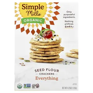 Simple Mills Organic Seed Flour Crackers, Everything, 4.25 oz (120 g)