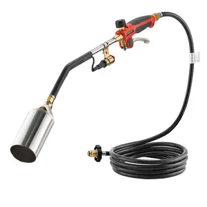 VEVOR Propane Torch Weed Burner, High Output 1,800,000 BTU with 10 ft Hose, Heavy Duty Blow Torch with Adjustable Flame and Turbo Trigger Push Button Igniter, Flamethrower Kit for Garden Ice Snow Road