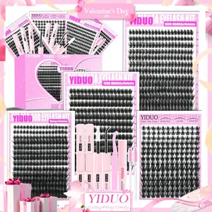 887 Pcs 4 Styles Lashes Kit 100D/150D/Manga/Volume Fluffy Eyelash Clusters Kit 10-18mm Cluster Eyelash Extension Kit D-Curl With Lash Bond and Seal*2, Lash Remover，Lash Tweezers,Eyelash Brush DIY at Home Easily