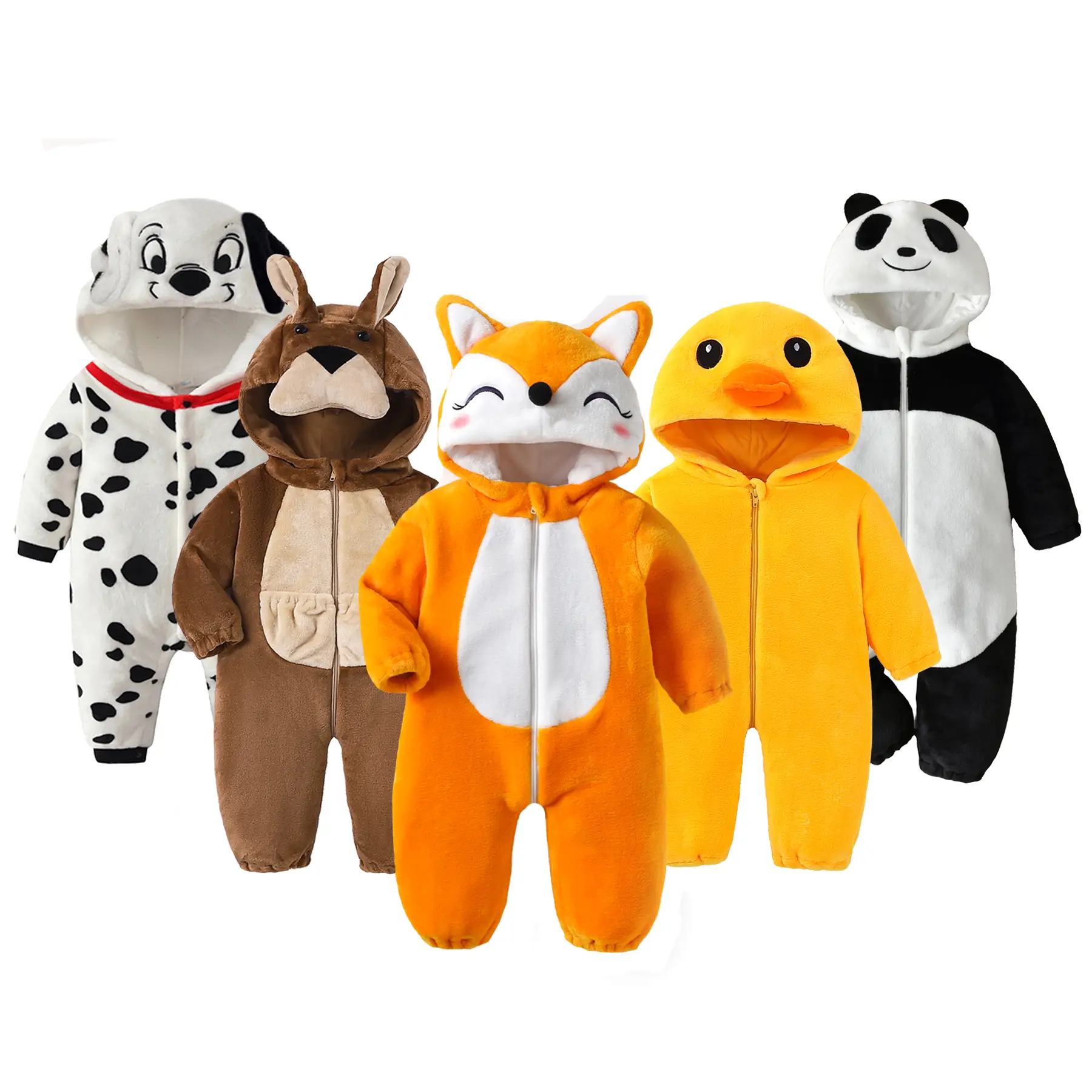 Animal Hooded Jumpsuit Kids One Piece Onesie for Autumn Winter Children Cosplay Jumpsuit Toddler Cartoon Outfit Newborn Comfortable Flannel Pajamas