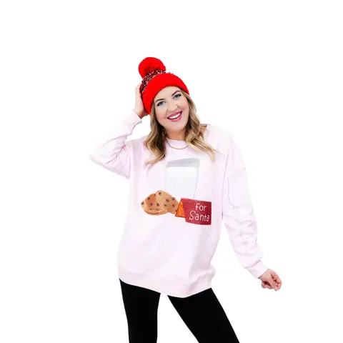 Women's Dear Santa Sparkle Sweatshirt, Polyester-Cotton Blend, Soft Fit, Easy Matching Design