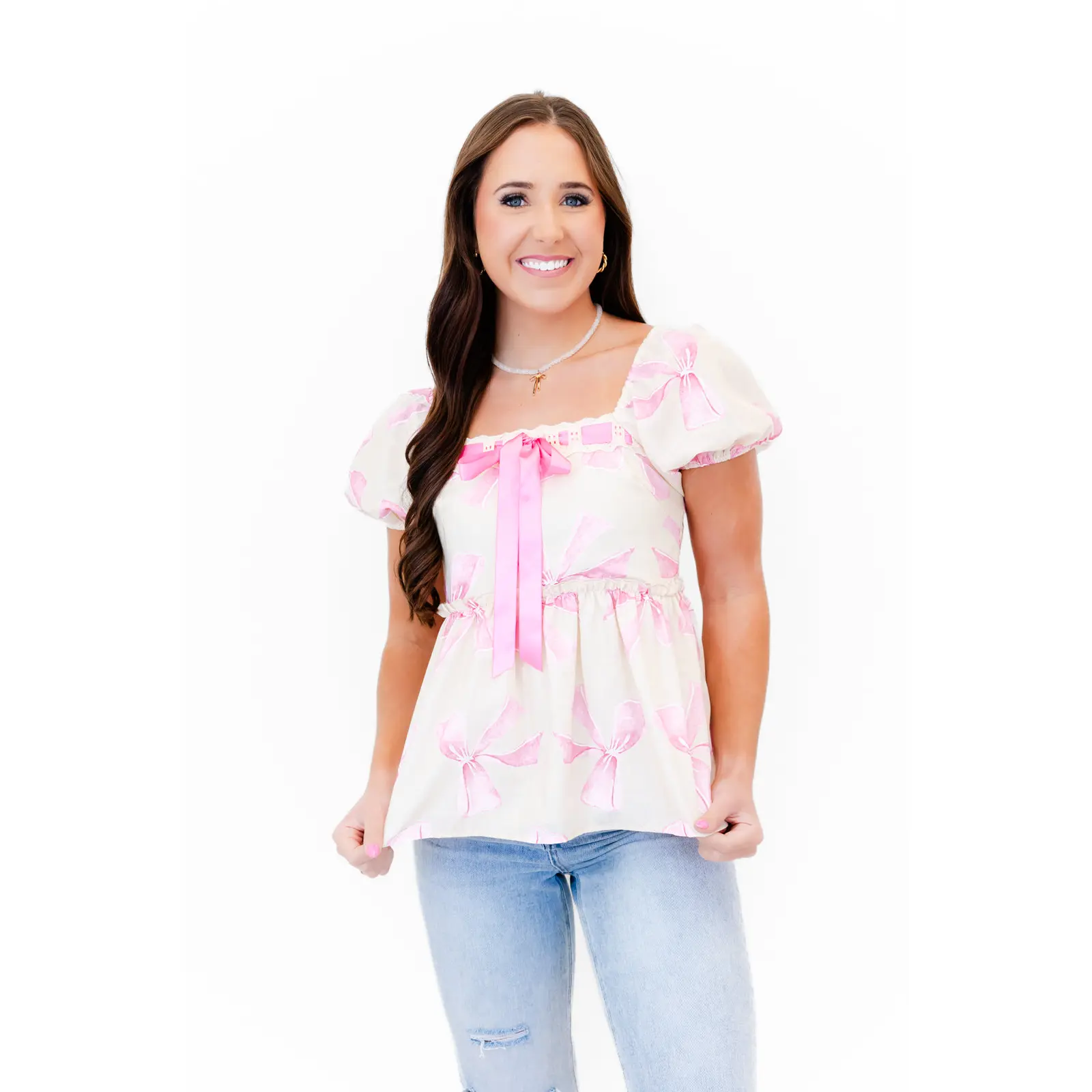 Lucy Lush Peplum Bow Blouse Lucy Lush Peplum Bow Blouse